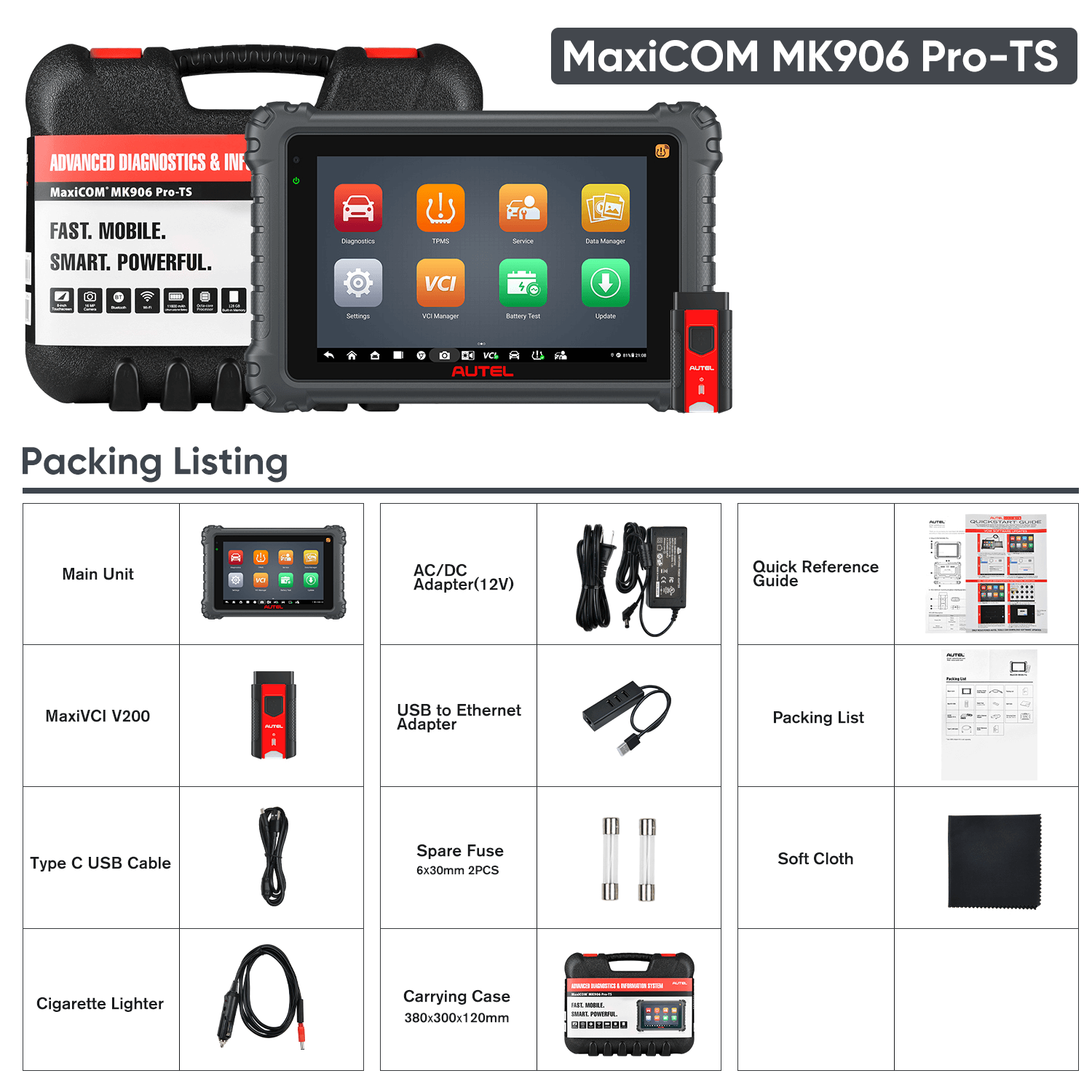 Autel MaxiCOM MK906 Pro TS Package List