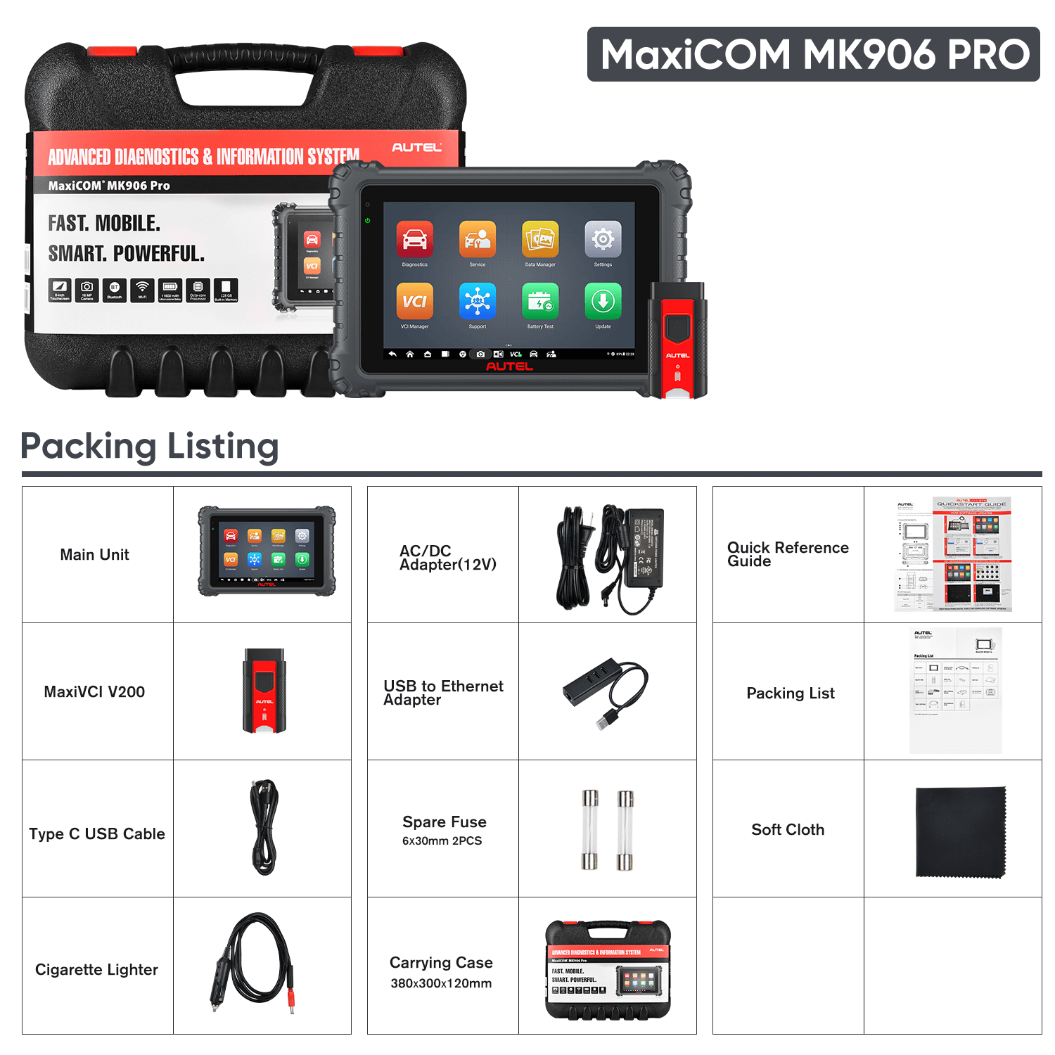 Autel MaxiCOM MK906 Pro Package List