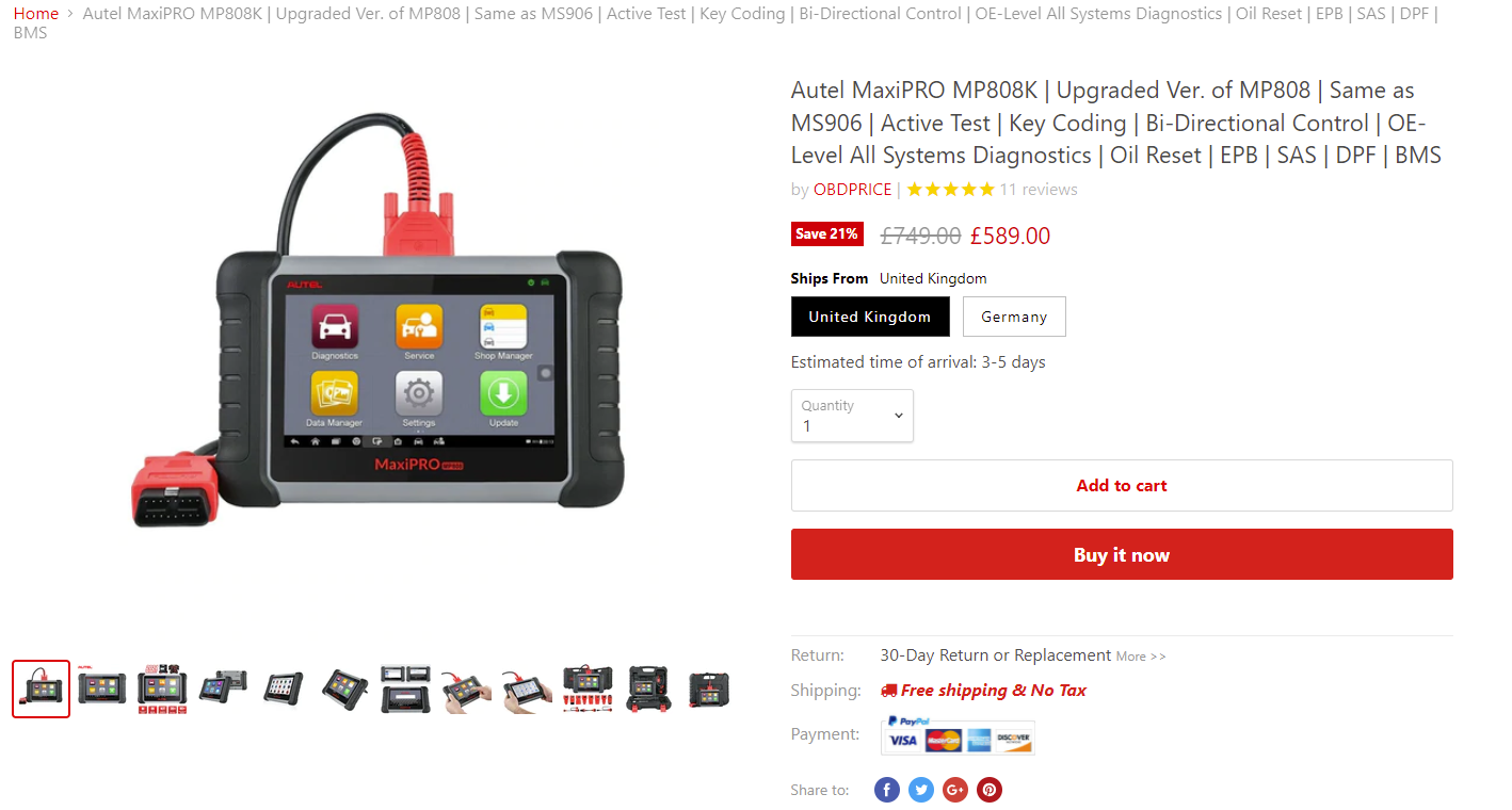 autel maxipro mp808k introduce