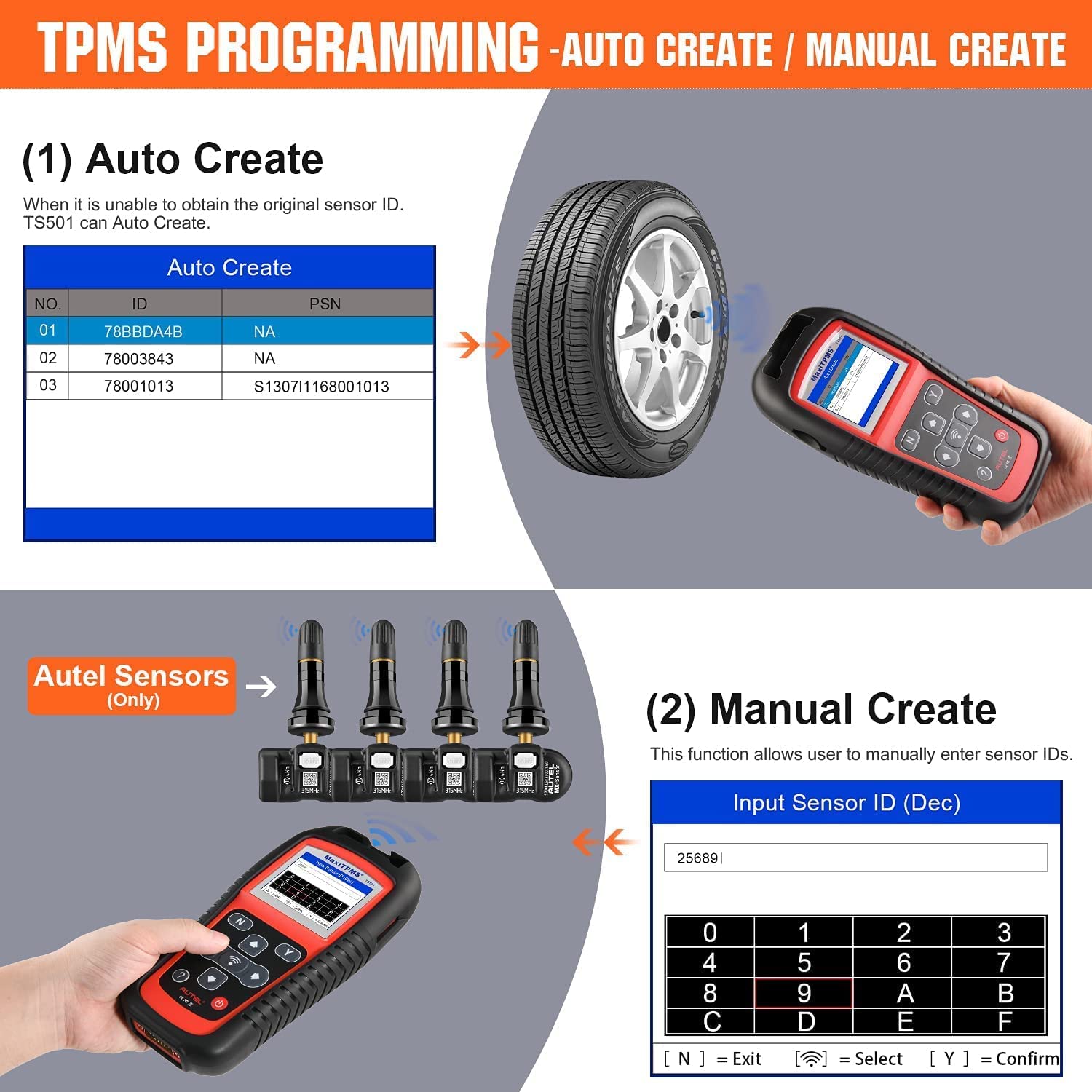 autel maxitpms ts501 TPMS-Programmierung – Automatisches Erstellen/Manuelles Erstellen