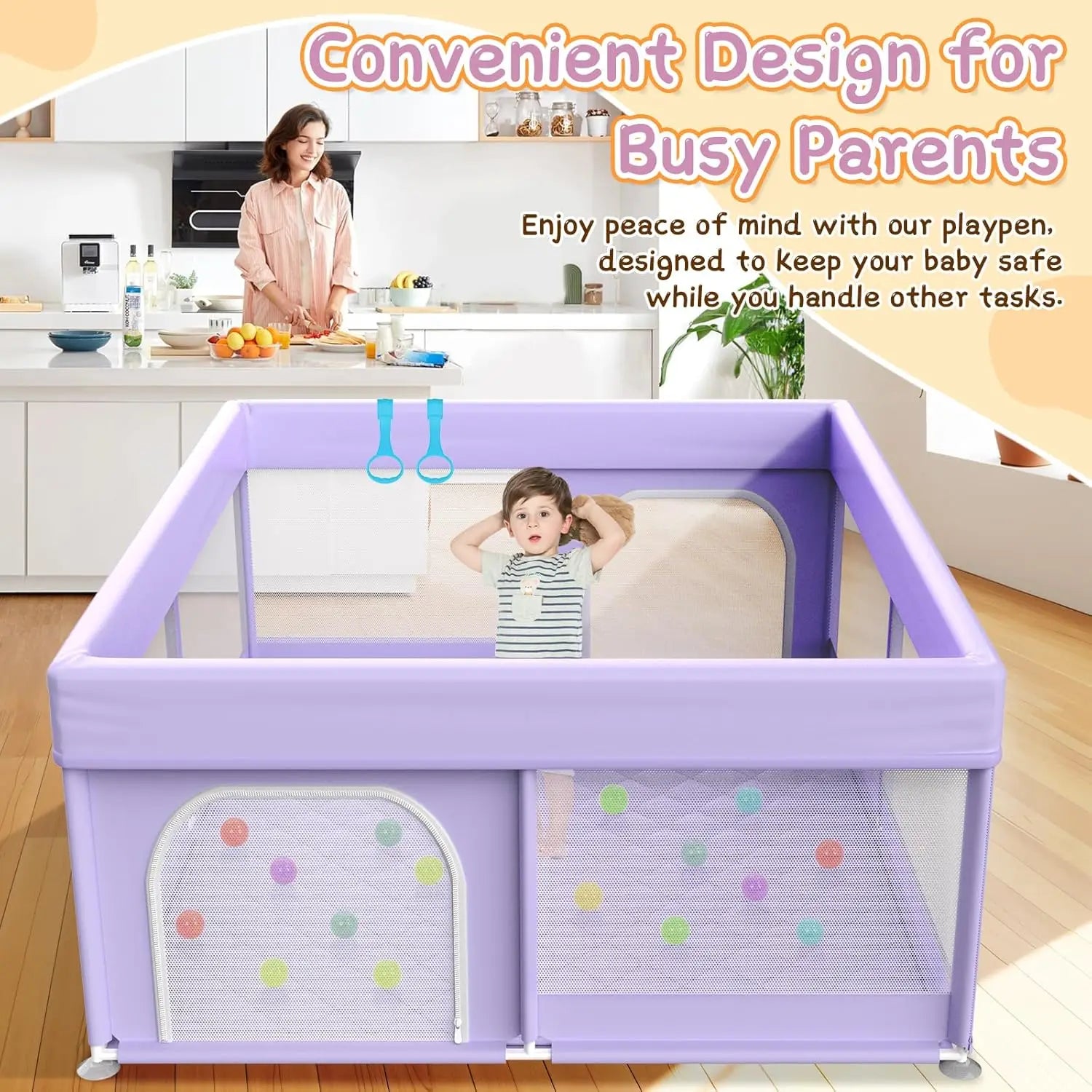 Extra Large Baby Playpen with Mat