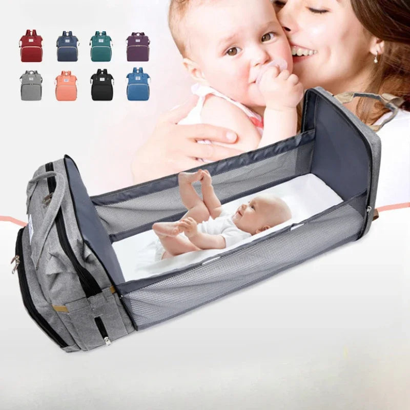 Mummy Backpack with Foldable Crib – Travel Diaper Bag