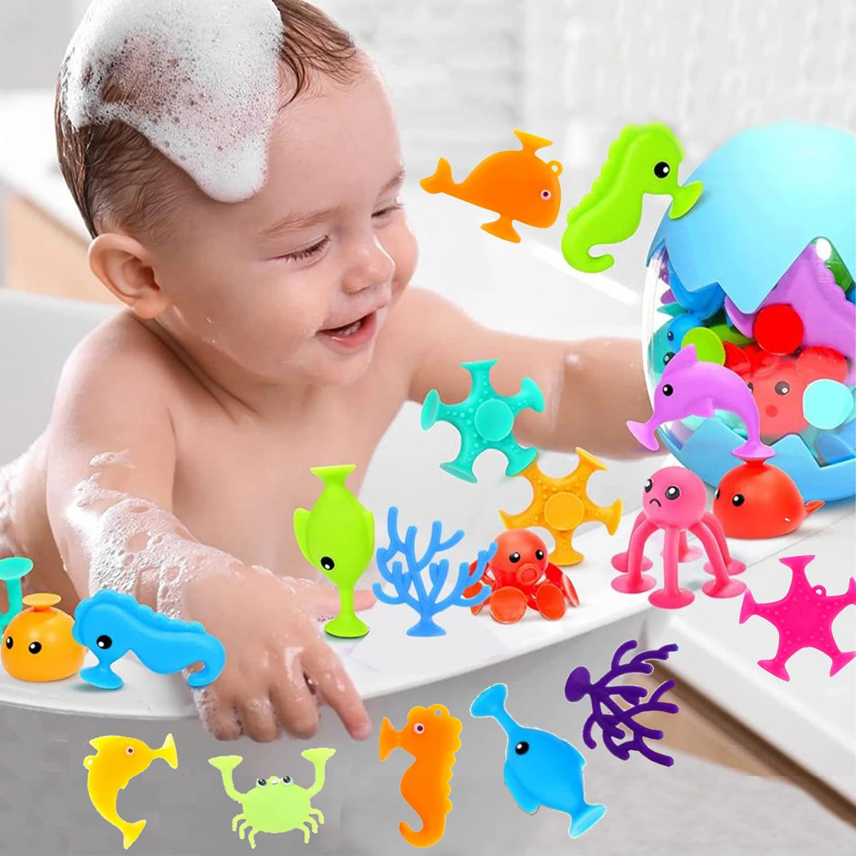 9-Piece Ocean Animal Bath Toys Set for Baby's Bath Time