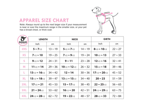 Dog Helios Size Chart