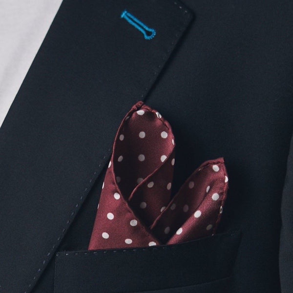 Double G and polka dot silk pocket square in blue