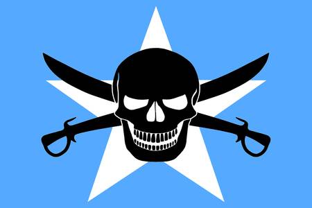 tamed winds t-shirt shop and blog, somalian pirate flag combined with black pirate image of jolly roger with cutlasses