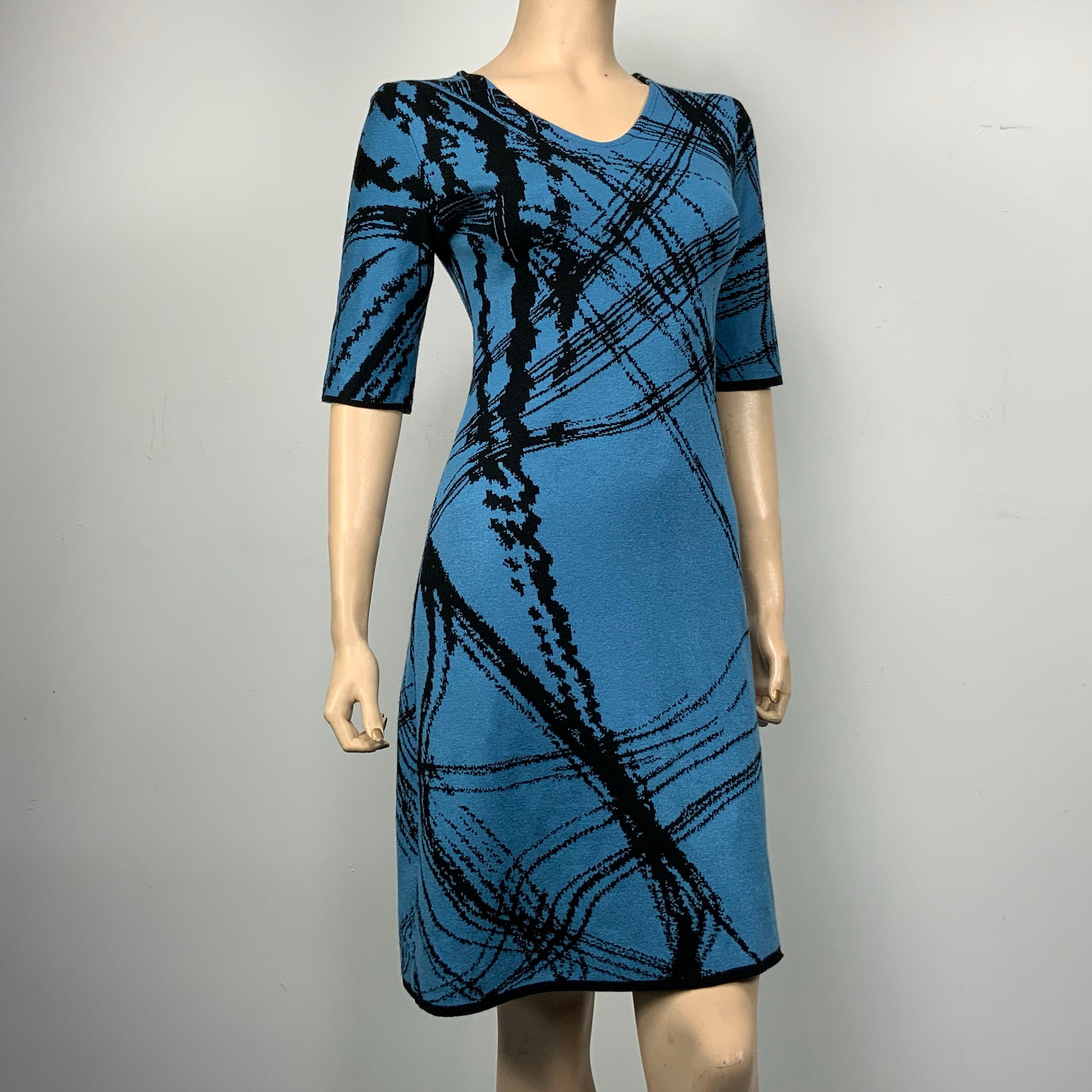 Amanda Dress black and mid blue – Sharon London