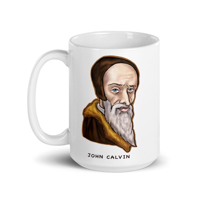 John Calvin Cartoon Mug Deo Gloria Art