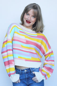 Made For Love Crop Stripe Sweater