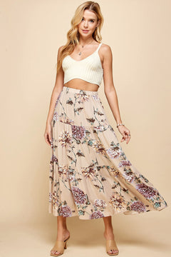 Days Go By Layered Floral Midi Skirt