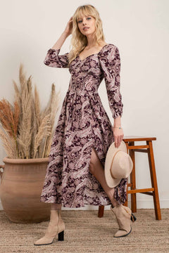 When You are Not Around Paisley Print Midi Dress