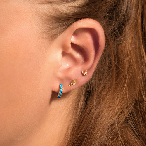 14K Solid Gold Single Leaf Flat Back Earring – J&CO Jewellery