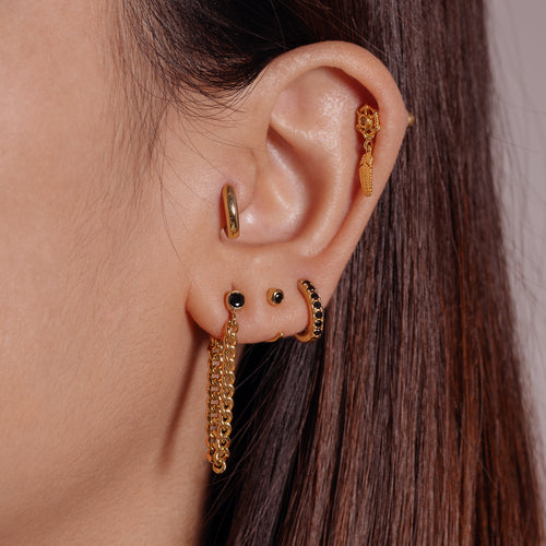 Pavé Lock Huggie Earring –