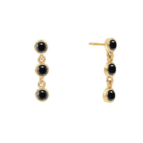 J&CO Jewellery Double Bezel Drop Stud Earrings Gold