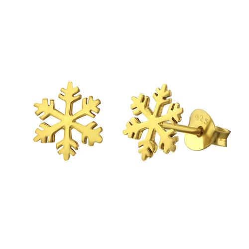 Small Snowflake Shaped Rhinestone Stud Earrings in Gold – DOTOLY