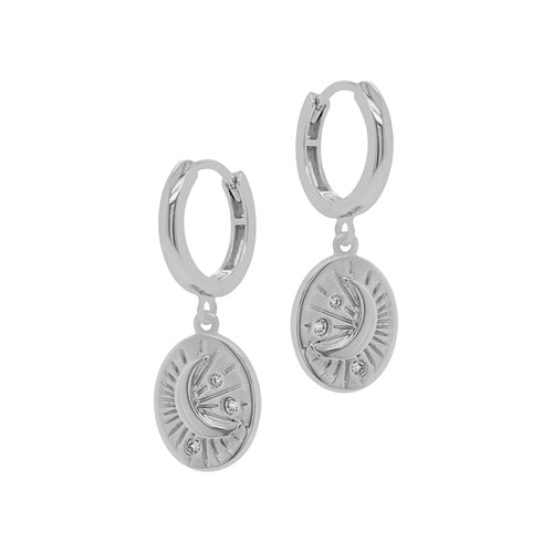 LÚDERE Sterling Silver Hoop and Chain Drop Earrings