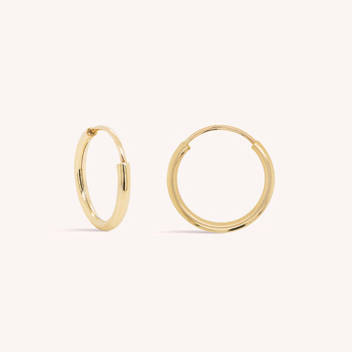 Small Diamond Earrings Hoops in Solid Gold - Tales In Gold