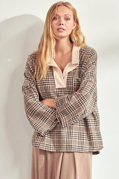 Plaid Oversized Collard Shirt