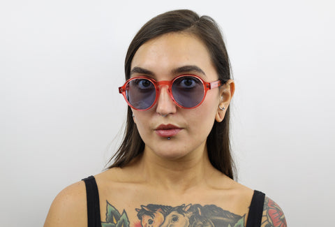 Woman wearing these luxury designer SEE sunglasses