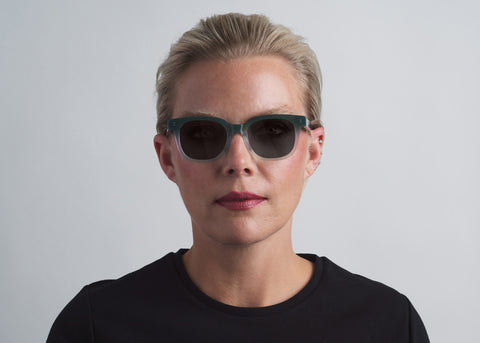 Woman wearing luxury Eyewear from SEE. Designer Sunglasses