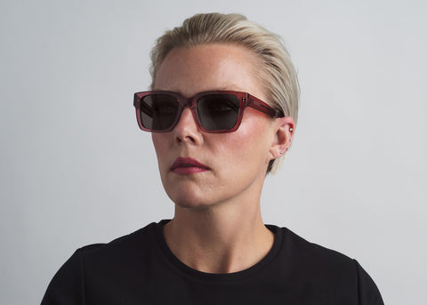 Woman wearing luxury Eyewear from SEE. Designer Sunglasses