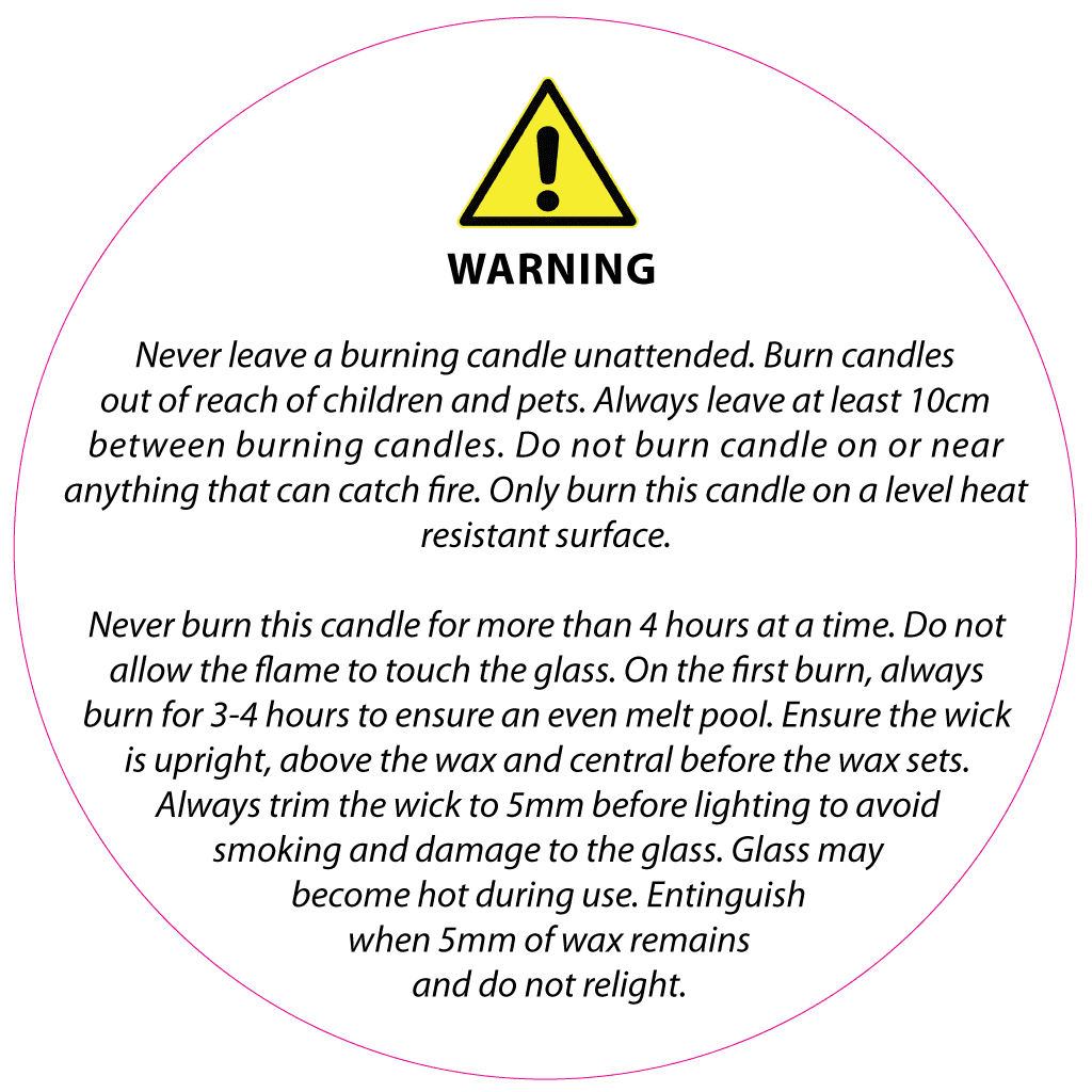 50mm White Candle Safety Label — Candle Shack