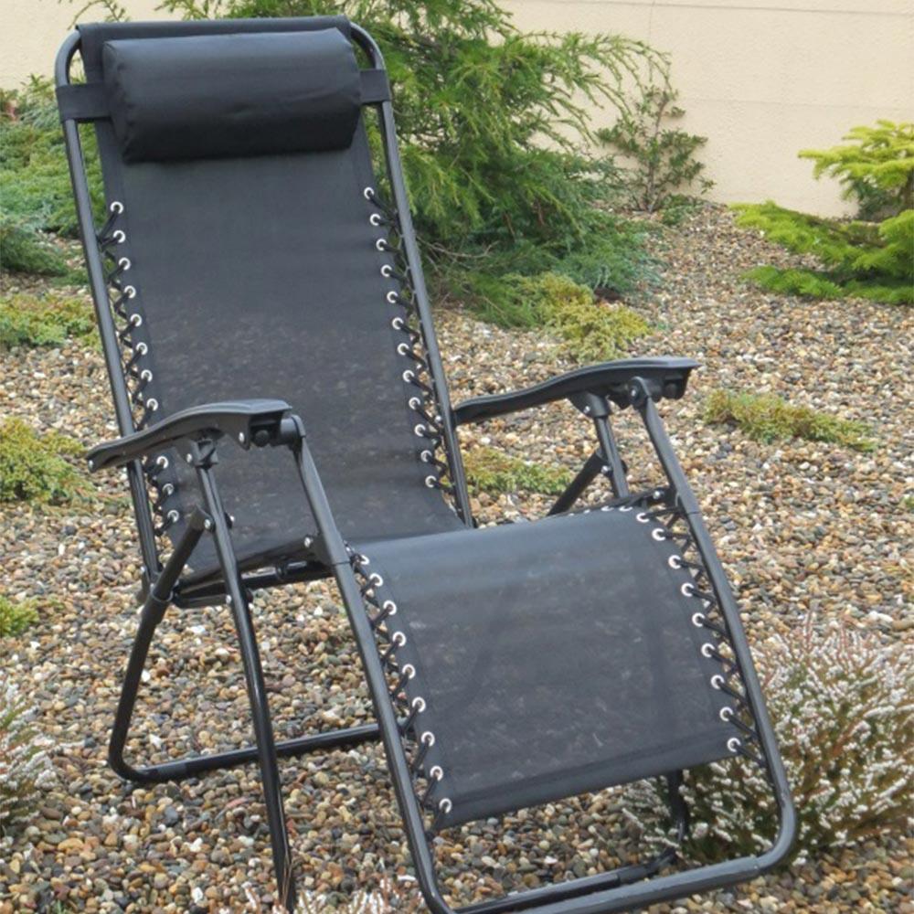 Black Garden Recliner Chair Zero Gravity - uk-gardens.co.uk