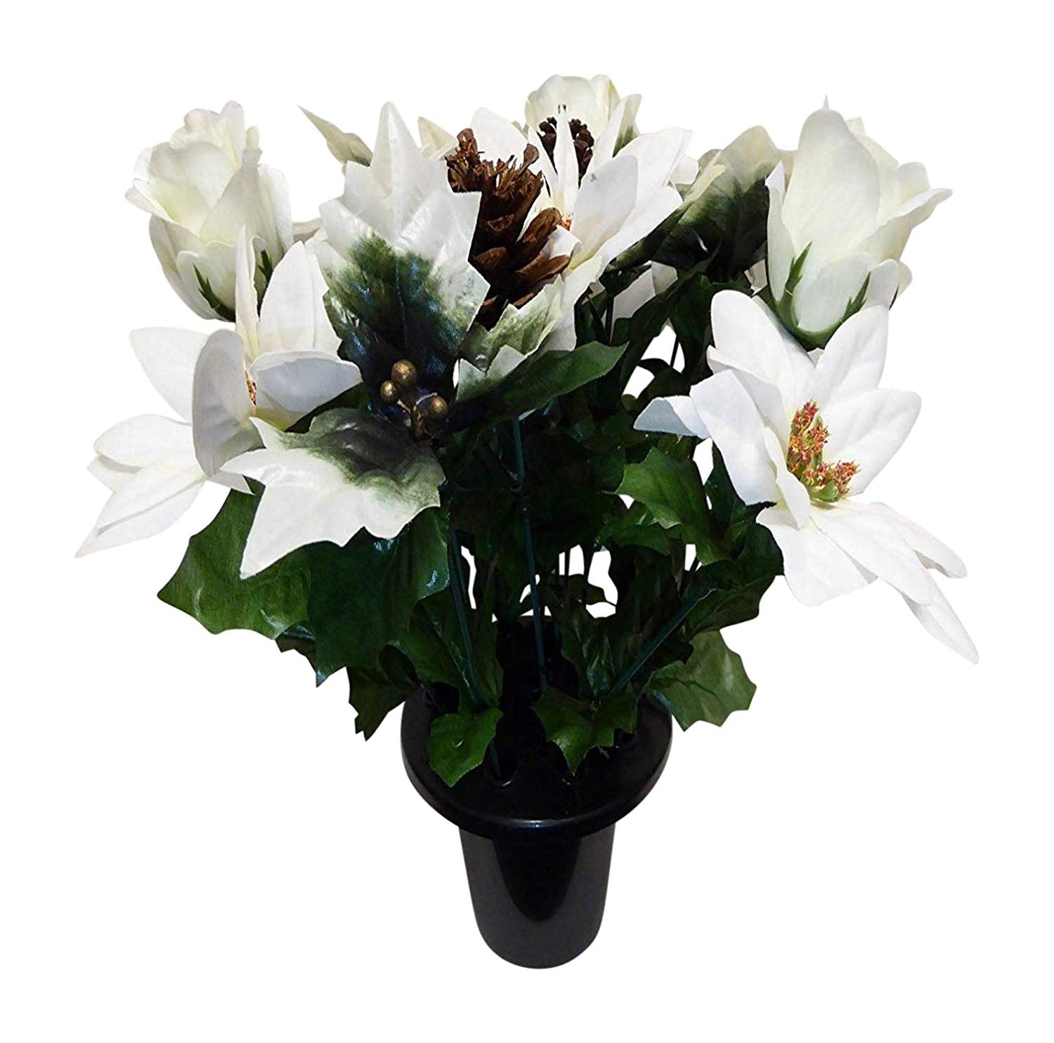 White Christmas Poinsettia Artificial Silk Flowers ...