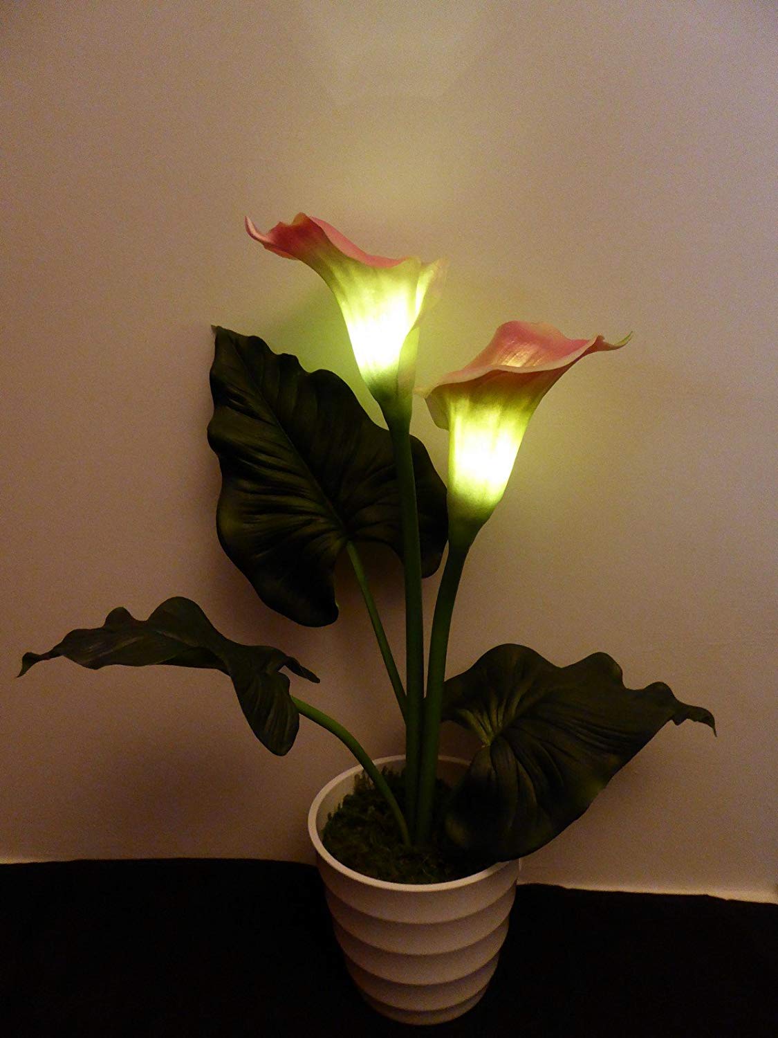 Artificial Potted Plants LED Light Up Pink Calla Lily 49cm ...