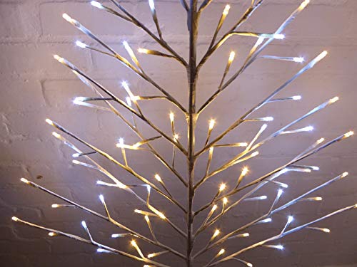 Light Up 5ft 150cm Flat White Twig Tree Pre Lit Warm White and Bright ...