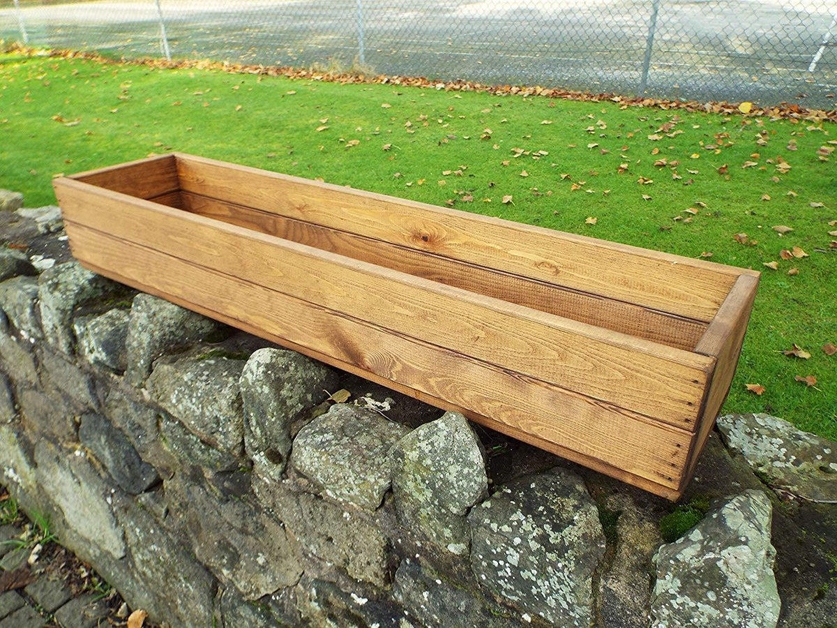 Heavy Duty Large Rectangular Wooden Window Box Garden Planter Trough 