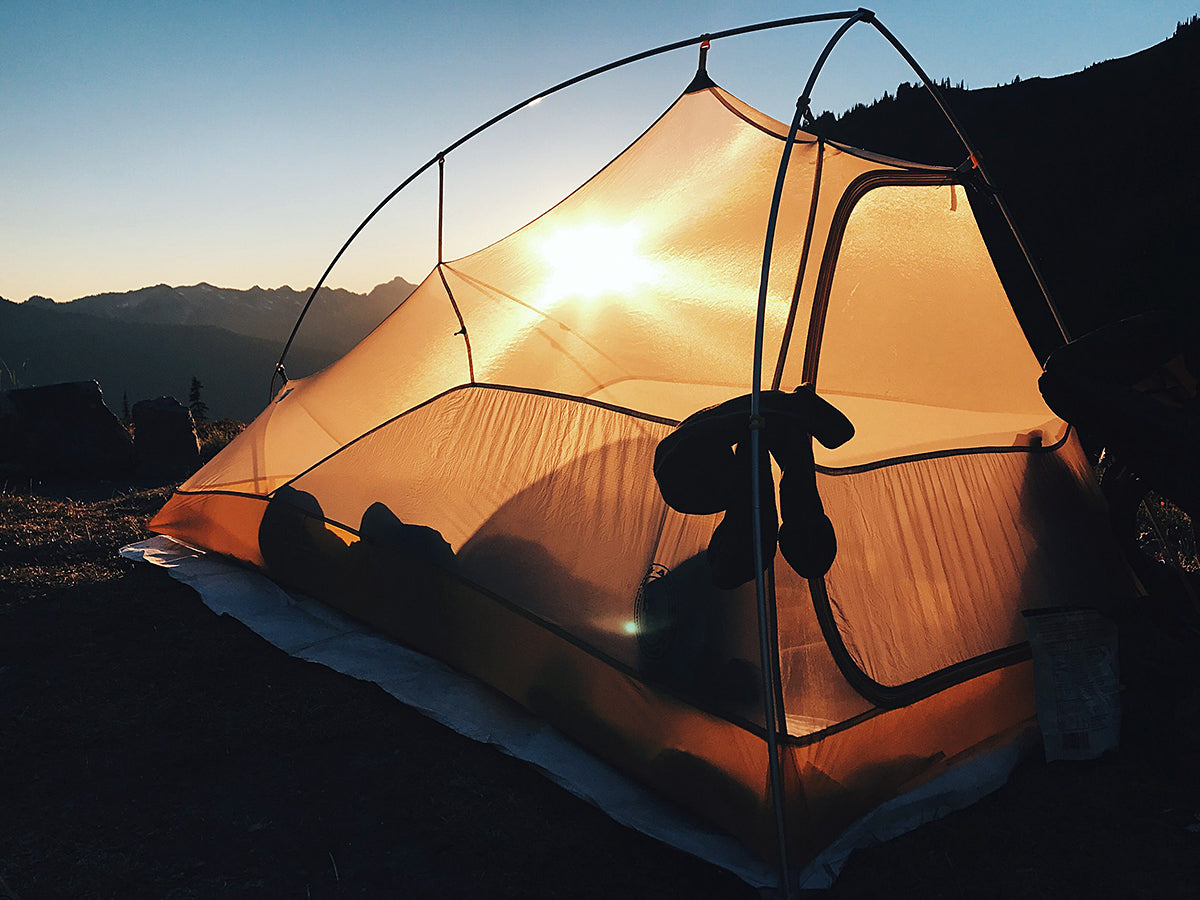Tent Setup at Sunset