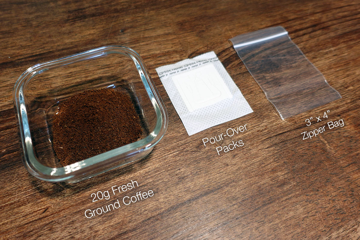 Fresh-Ground Coffee, Pour-Over Pack, and Storage Bag