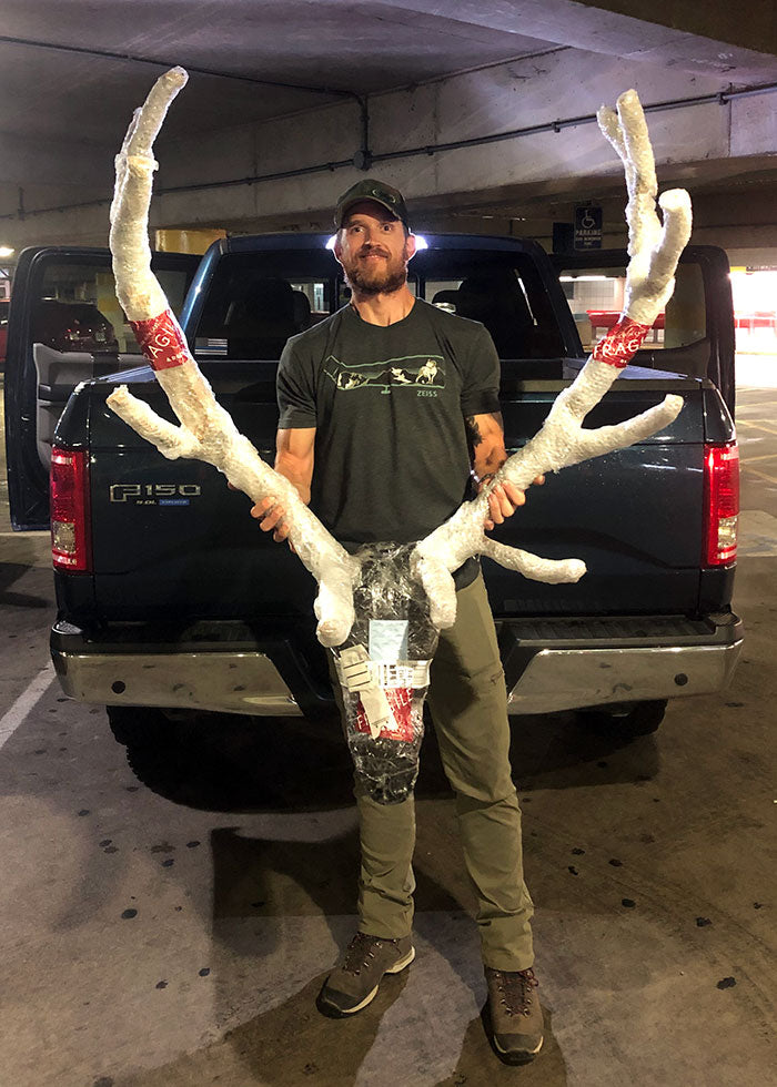 Mark with an Elk Skull & Antlers as Checked Baggage