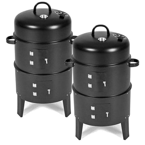 2X 3 in 1 Charcoal Barbecue Smoker
