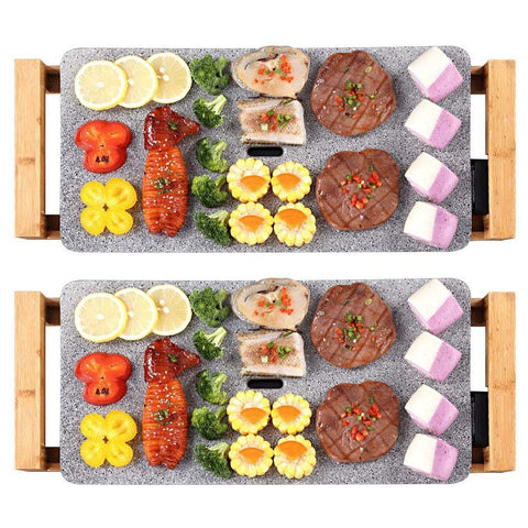 2X Electric Ceramic BBQ Grill/Non-stick Surface Hot Plate for Indoor & Outdoor - Stone