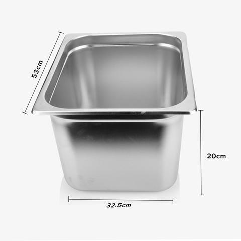 2X Gastronorm GN PAN - Full Size 1/1 GN PAN - 20cm Deep Stainless Steel Tray