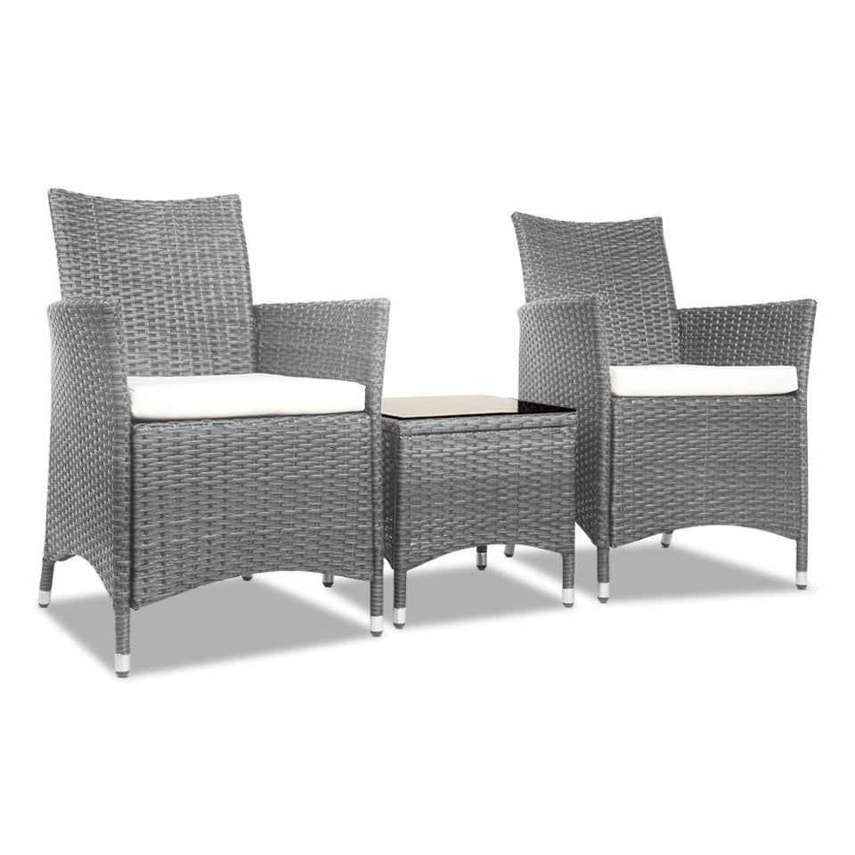 3pc Rattan Bistro Outdoor Set - Grey