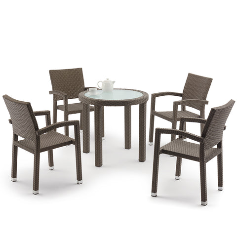 Wicker Patio Set Round Table and 4pcs Dining Chairs