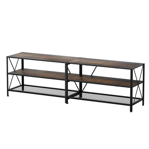 3-Tier Display Shelves Industrial-Style TV Entertainment Unit