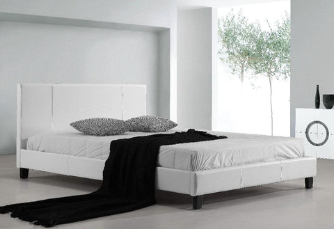 Double PU Leather Bed Frame - White
