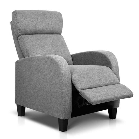 Fabric Reclining Armchair - Grey