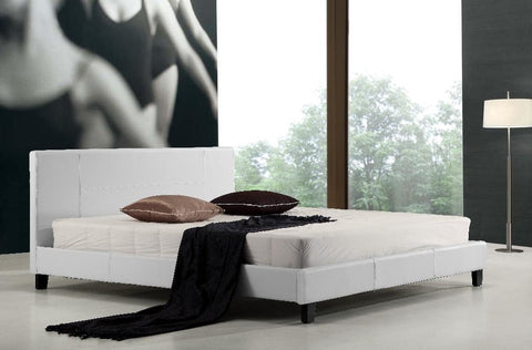 King PU Leather Bed Frame - White
