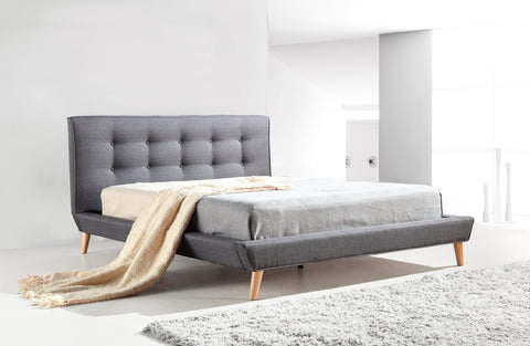 Queen Deluxe Linen Fabric  Bed Frame - Grey