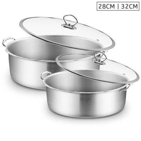Stainless Steel 28cm 32cm Casserole With Lid - Induction Cookware