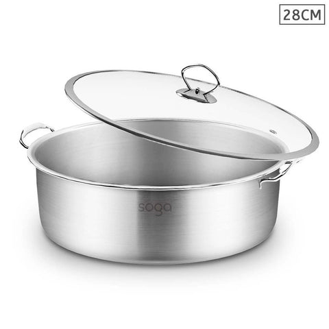 Stainless Steel Casserole With Lid - Induction Cookware 28cm