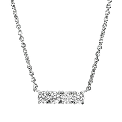14K White Gold 3 Stone Diamond Journey Necklace 1.2ct Ladies Pendant with  Chain 010367