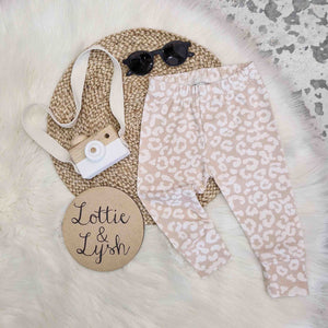 beige leopard print leggings for babies and children