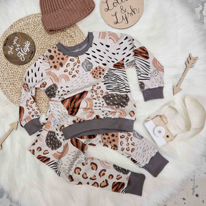 leopard and tiger print lounge set for kids by Lottie and Lysh