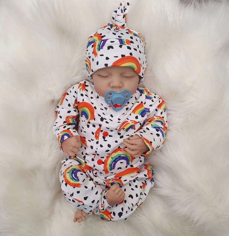 Lottie & Lysh Rainbow Print babygro and matching hat